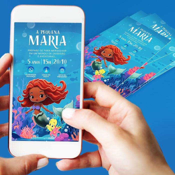 Convite digital pequena sereia (8) Convite Digital Pequena Sereia enviado pelo WhatsApp