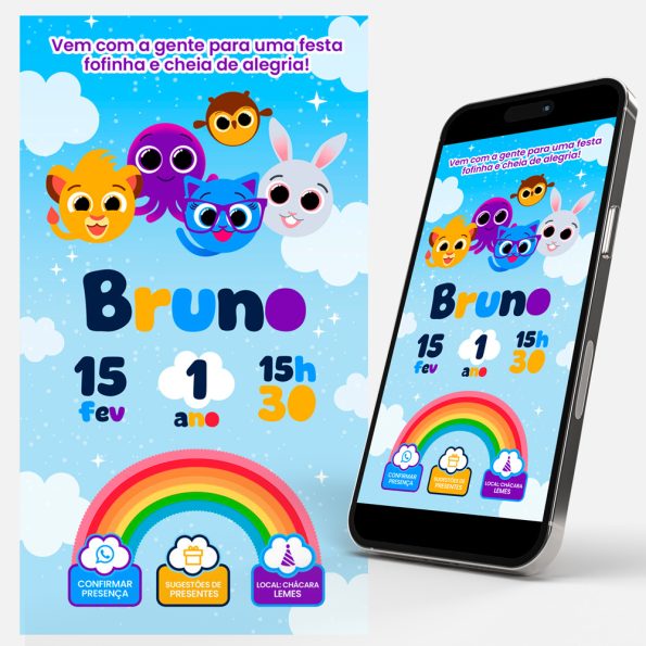 Convite aniversario digital Bolofofos