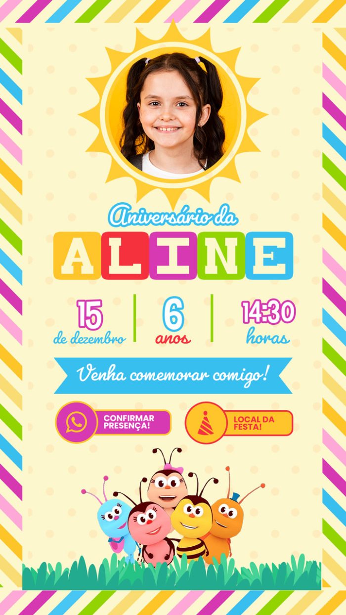 Convite de aniversário virtual Bichkids