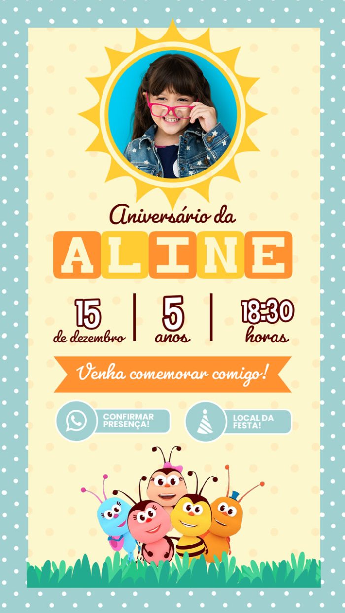 Convite de aniversário virtual Bichkids