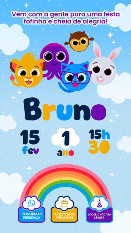 Convite aniversario virtual Bolofofos
