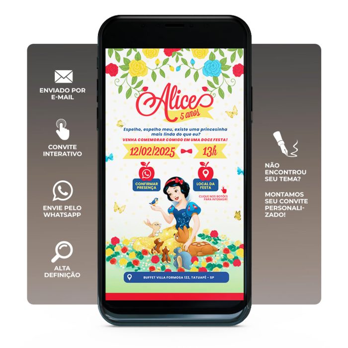 Convite aniversario Branca de neve