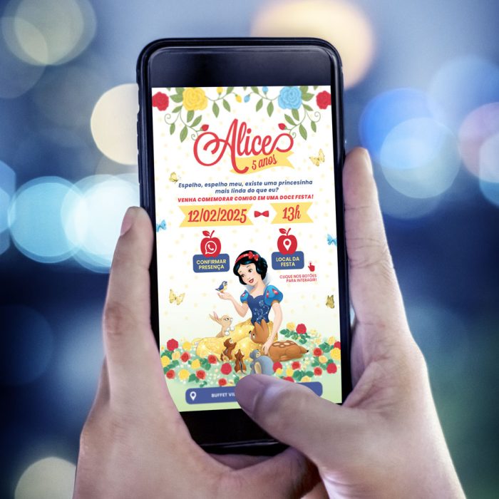 Convite aniversario digital Branca de neve