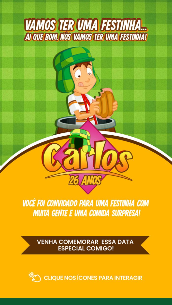 imagem convite Virtual de Aniversário Chaves