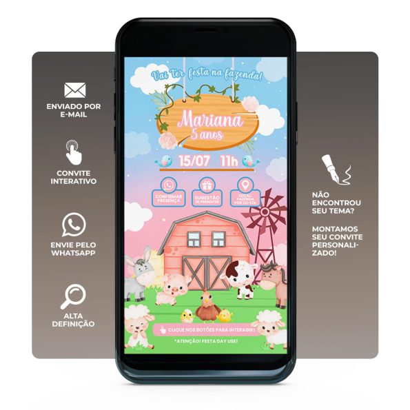 Imagem convite aniversário digital fazendinha