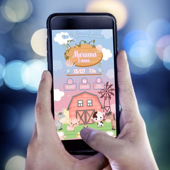 Imagem convite aniversário digital fazendinha