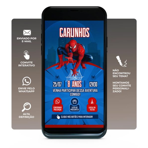 Convite de aniversário digital homem aranha