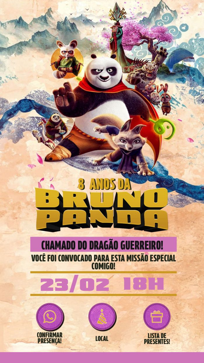 imagem Convite digital de aniversário Kung Fu Panda