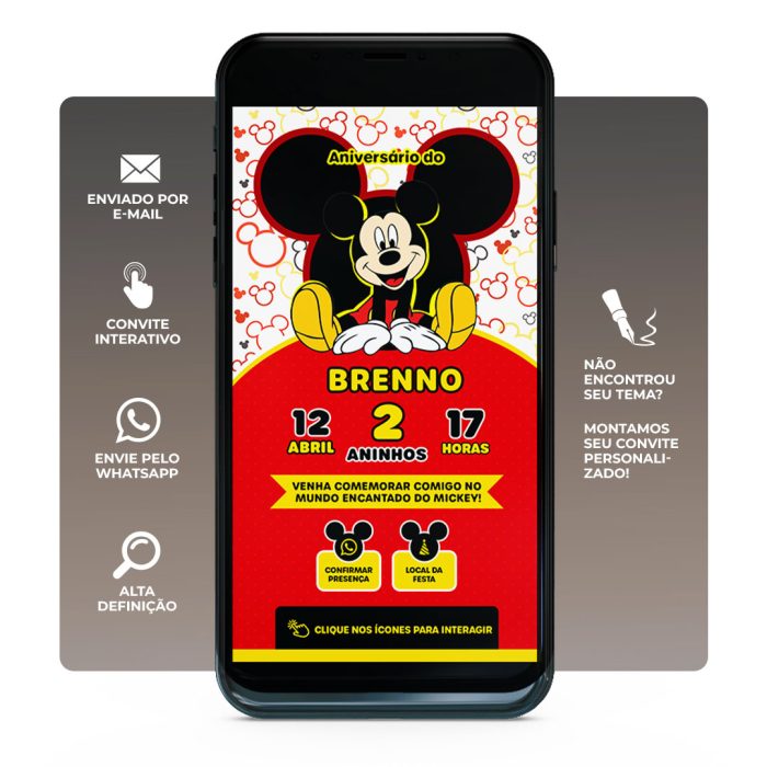 Convite aniversario Mickey