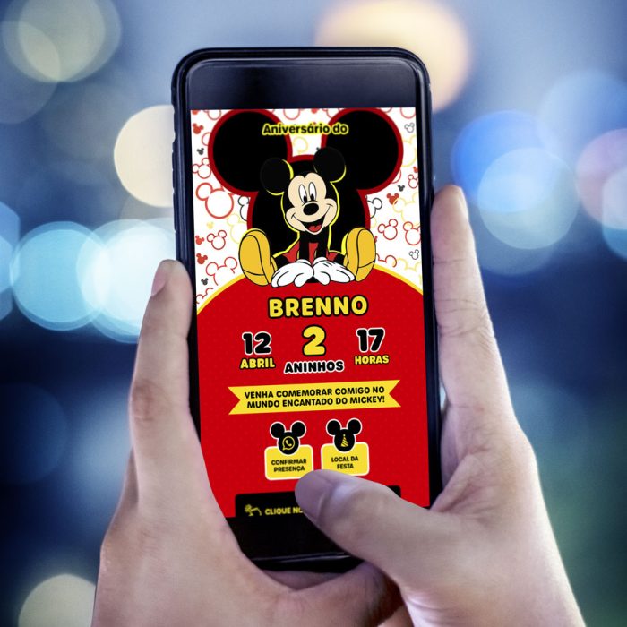 Convite aniversario virtual Mickey
