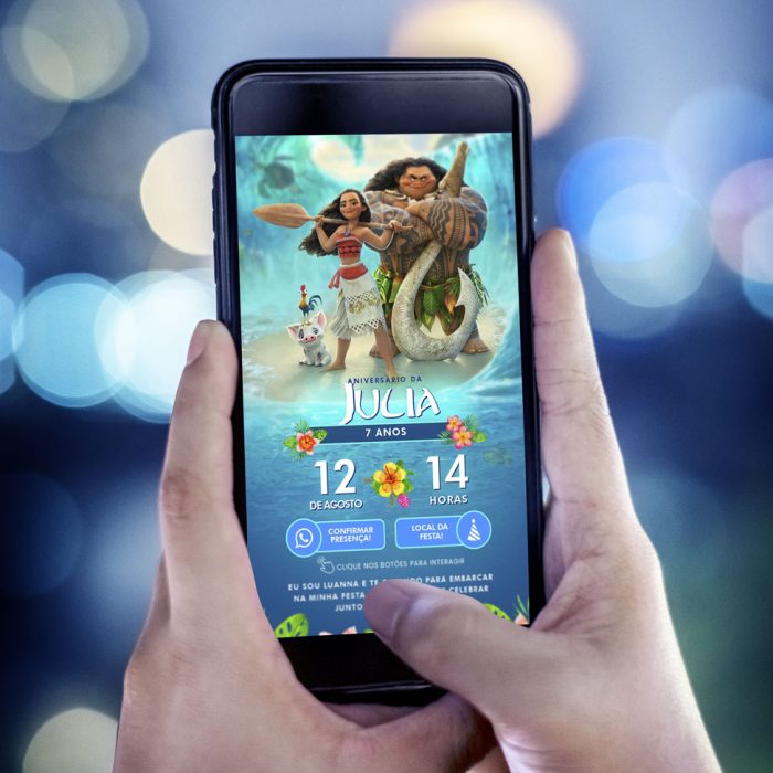 Convite digital de aniversario Moana