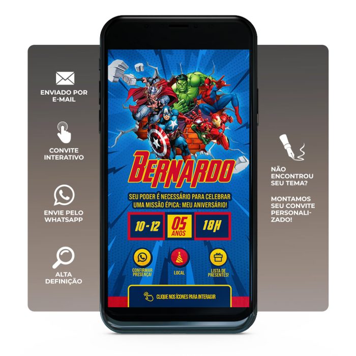 Convite-aniversario-vingadores-1 Convite de aniversário digital Vingadores