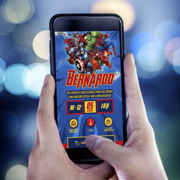 Convite de aniversário Vingadores