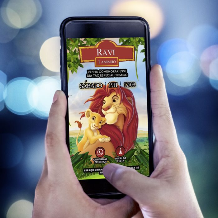 convite aniversario digital rei leão