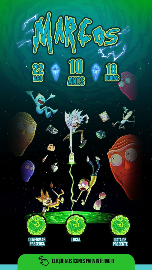 Convite aniversário Rick-and Morty