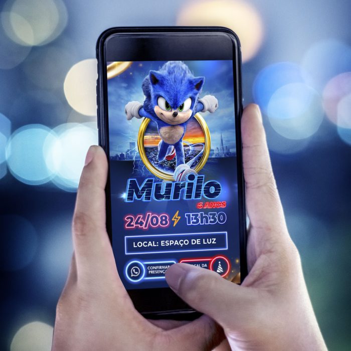 Convite digital de aniversário Sonic