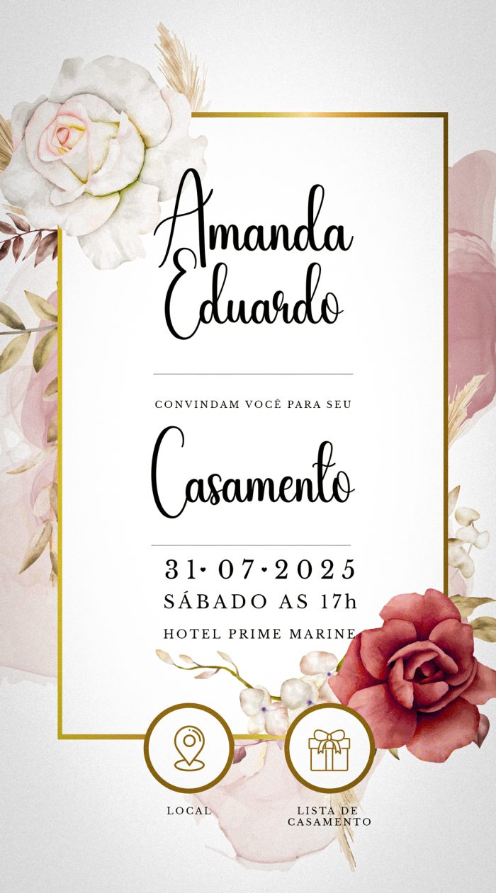 convite de casamento digital tema flores