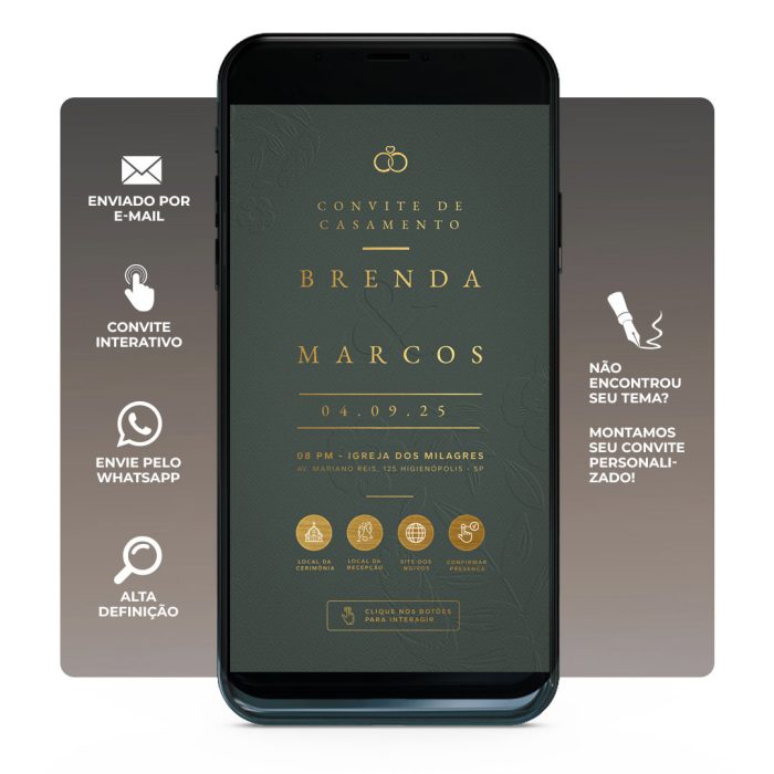 convite casamento virtual elegante