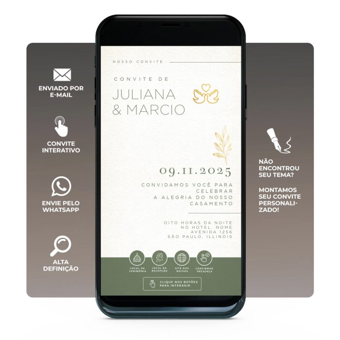 convite casamento digital minimalista