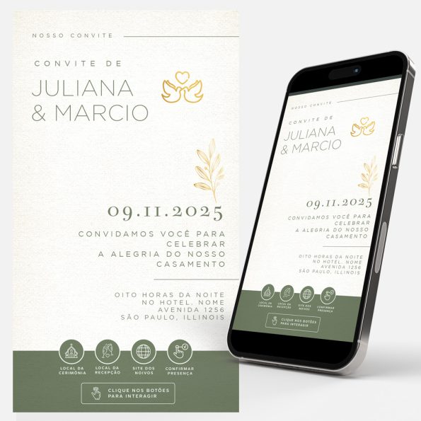 convite casamento digital minimalista