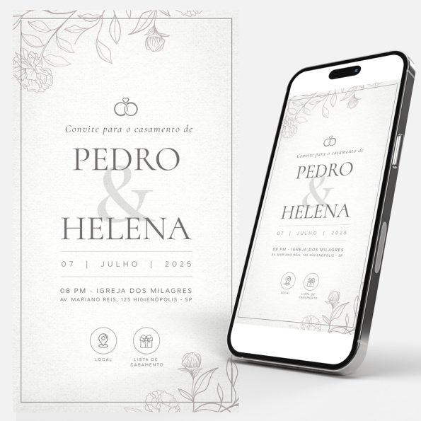 convite casamento digital minimalista