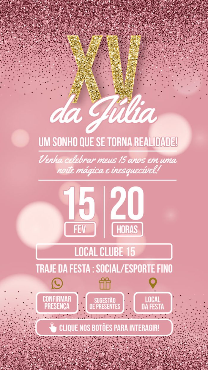 Imagem do convite de aniversário digital 15 anos