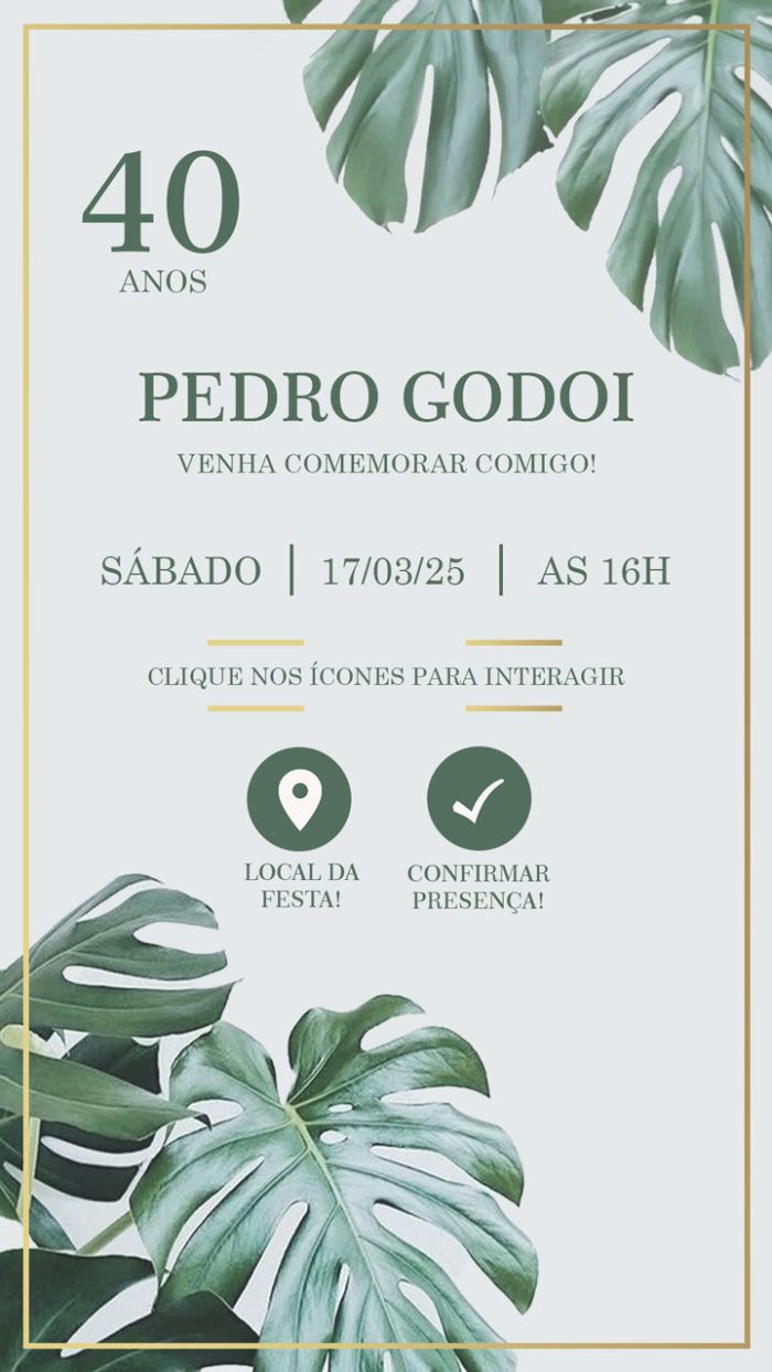 Imagem convite digital de aniversário 40 anos